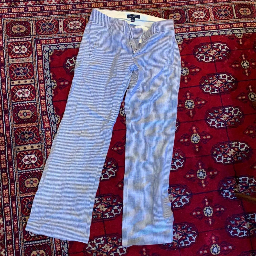 Blue and white striped linen pants Banana Republic